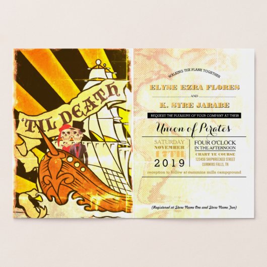 Pirate Wedding Gold Foil Passport Folienkarte (Innenseite)