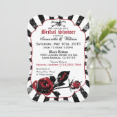 Pirate Wedding Goth Rose Brautparty Einladung (Stehend Vorderseite)