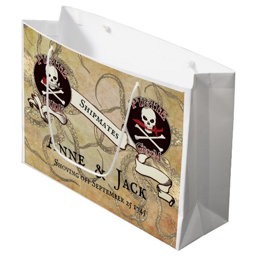 Pirate Wedding Große Geschenktüte (Vorderseite Schrägansicht)
