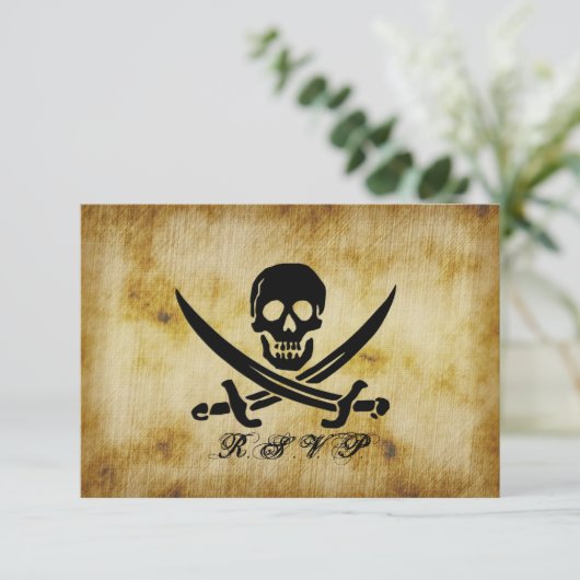 Pirate Wedding RSVP Response Card (Stehend Vorderseite)