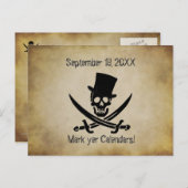 Pirate Wedding Save the Date Postcard Ankündigungspostkarte (Vorne/Hinten)
