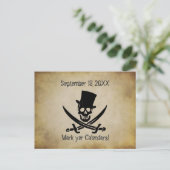 Pirate Wedding Save the Date Postcard Ankündigungspostkarte (Stehend Vorderseite)