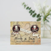 Pirate Wedding "Save the Date" Postkarte (Stehend Vorderseite)
