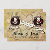 Pirate Wedding "Save the Date" Postkarte (Vorne/Hinten)