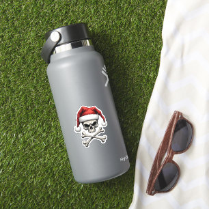 Pirate Weihnachten Totenkopf und Knochen Santa Hut Aufkleber
