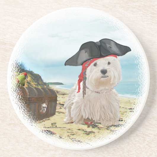 Pirate Westie Getränkeuntersetzer (Vorne)
