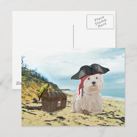 Pirate Westie Postkarte (Vorne/Hinten)