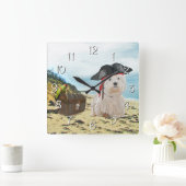 Pirate Westie Quadratische Wanduhr (Zuhause)
