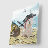 Pirate Westie Quadratische Wanduhr (Winkel)