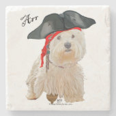 Pirate Westie Steinuntersetzer (Vorderseite)