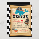 Pirate Whale und Starfish Einladung zum Geburtstag (Vorne/Hinten)