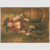 Pirate with Barrel | Caribbean Nautical Decoupage Seidenpapier (Vorderseite)