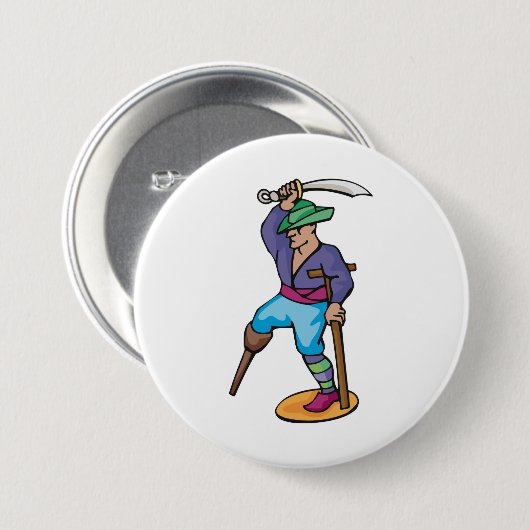 Pirate with Peg Leg and Sword Button (Vorne & Hinten)