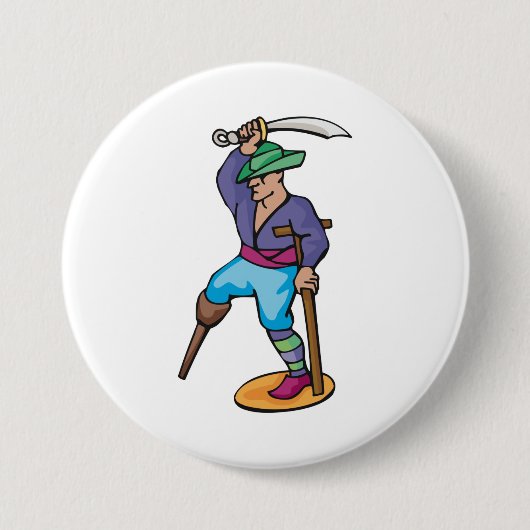 Pirate with Peg Leg and Sword Button (Vorderseite)