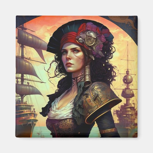 Pirate Woman Fantasy Art Magnet (Vorne)