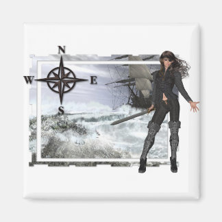 Pirate Woman mit Rough Waters Designs Magnet