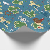 Piraten-Abenteuer-Schatz-Karten-Blau Geschenkpapier (Ecke)