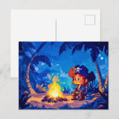 Piraten am Campfeuer unter Palmen Postkarte (Vorne/Hinten)