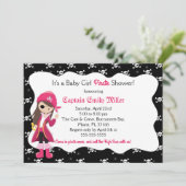 Piraten-Baby-Mädchen-Duschen-Party Einladung (Stehend Vorderseite)