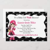 Piraten-Baby-Mädchen-Duschen-Party Einladung (Vorne/Hinten)