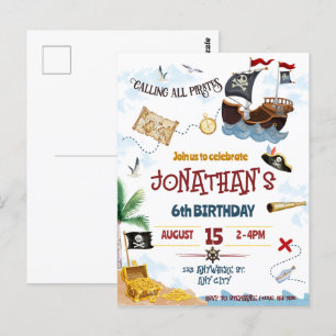 Piraten-Einladung Sofort-Download Postkarte