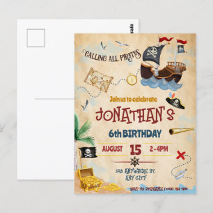 Piraten-Einladung Sofort-Download Postkarte