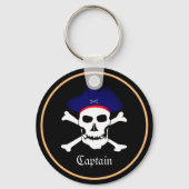Piraten Flag & Schiffskapitän, Skull in Hat / Blac Schlüsselanhänger (Rückseite)