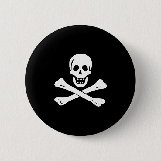 Piraten-Flaggen-Schädel und Knochen-Piratenflagge Button (Vorderseite)