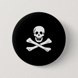 Piraten-Flaggen-Schädel und Knochen-Piratenflagge Button