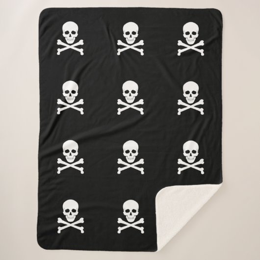 Piraten-Flaggen-Schädel und Knochen-Piratenflagge Sherpadecke (Vorderseite)