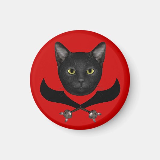 Piraten-Flaggenkatze Magnet (Vorne)