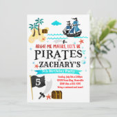 Piraten-Geburtstagsfeier Einladung Pirates (Stehend Vorderseite)