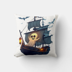 Piraten-Geisterschiff � Gruseliges Halloween-T-Shi Kissen