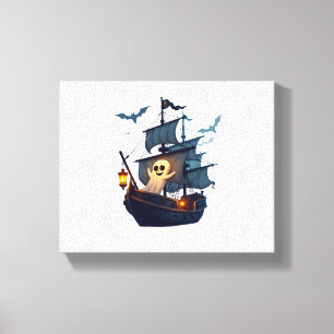 Piraten-Geisterschiff – Gruseliges Halloween-T-Shi Leinwanddruck