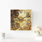 Piraten-Goldschatz-Karten-Wanduhr Quadratische Wanduhr (Zuhause)