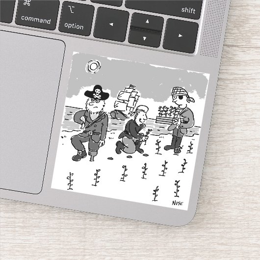 Piraten grasen mit einem Holzsteg. Funny Aufkleber (Detail)