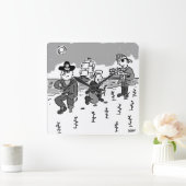 Piraten grasen mit einem Holzsteg. Funny Quadratische Wanduhr (Zuhause)