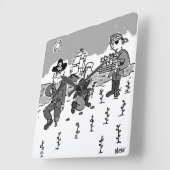 Piraten grasen mit einem Holzsteg. Funny Quadratische Wanduhr (Winkel)