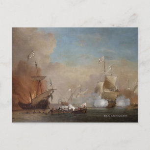 Piraten greifen ein englisches Marineschild an Postkarte