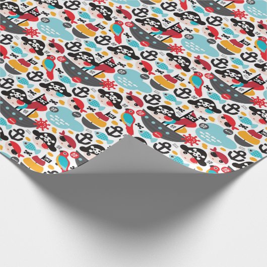 Piraten im Retro-Segment Geschenkpapier (Ecke)