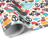 Piraten im Retro-Segment Geschenkpapier (Rolleneckpunkt)