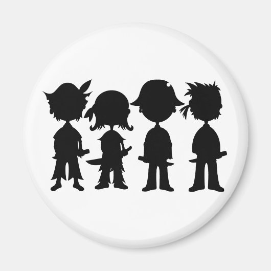 Piraten in Silhouette Magnet (Vorne)