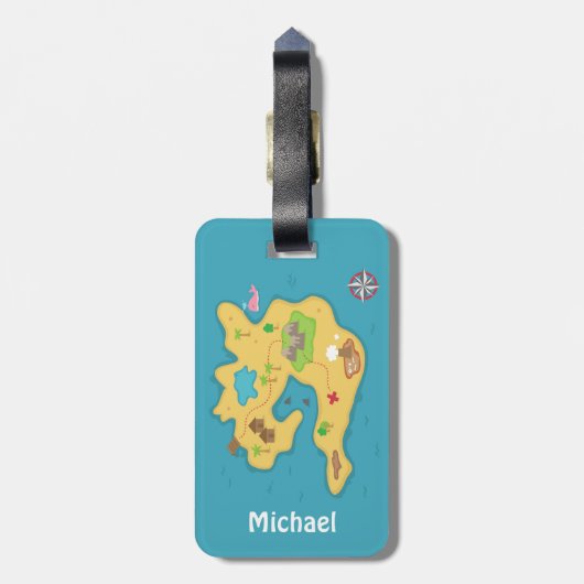 Piraten-Insel-Abenteuer-Schatz-Karte für Jungen Gepäckanhänger (Rückseite vertikal)