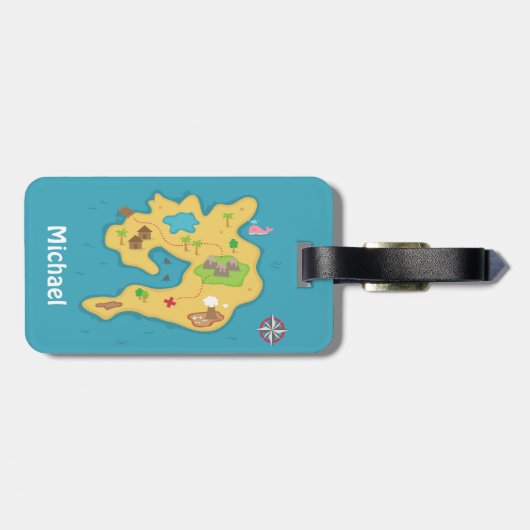 Piraten-Insel-Abenteuer-Schatz-Karte für Jungen Gepäckanhänger (Rückseite horizontal)