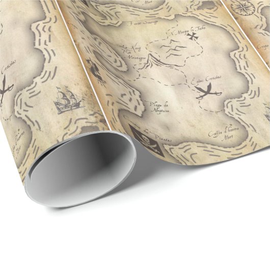 Piraten-Karten-Packpapier Geschenkpapier (Rolleneckpunkt)