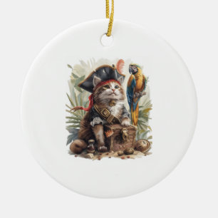 Piraten-Katzenschatz Keramik Ornament