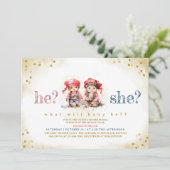 Piraten Kinder, die das Geschlecht haben, zeigen K Einladung (Stehend Vorderseite)