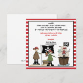 Piraten-Kindergeburtstag-Party Einladung - rote Gr (Vorne/Hinten)