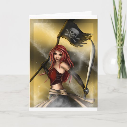 Piraten-Königin mit Flagge Karte (Vorderseite)