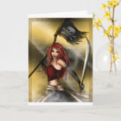 Piraten-Königin mit Flagge Karte (Gelbe Blume)